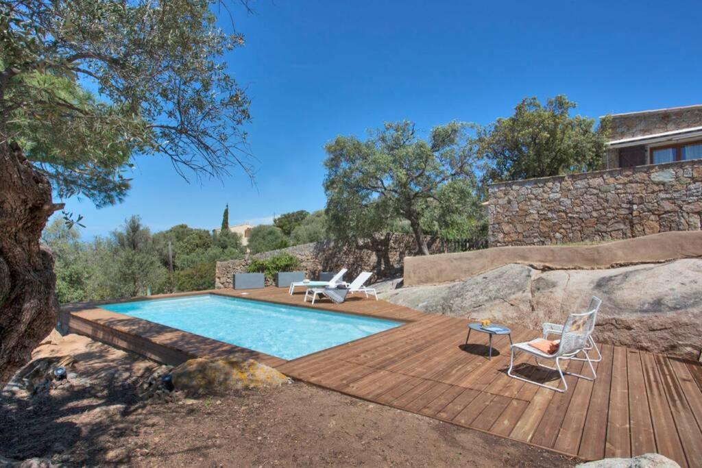 Villa Bodri, Maison En Pierre Avec Vue Mer Et Piscine Chauffee LʼÎle-Rousse エクステリア 写真