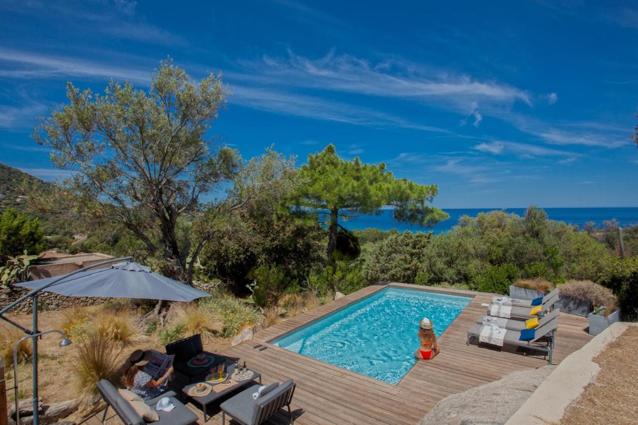 Villa Bodri, Maison En Pierre Avec Vue Mer Et Piscine Chauffee LʼÎle-Rousse エクステリア 写真