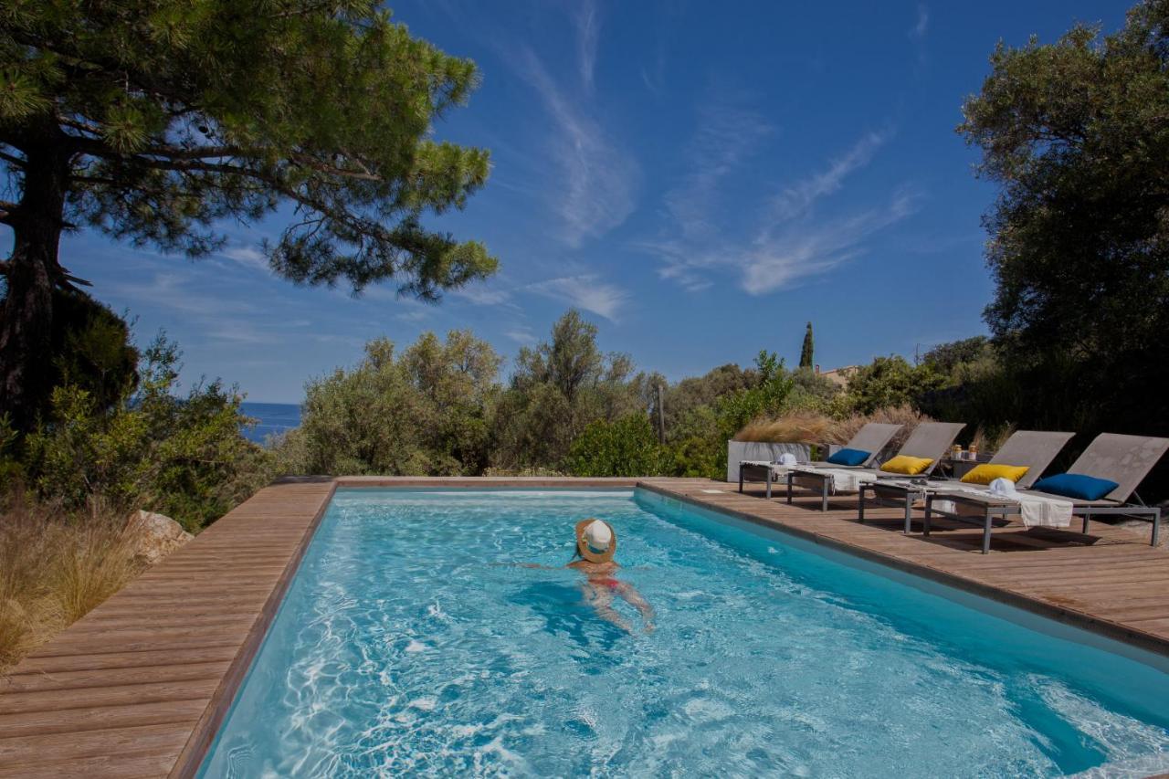 Villa Bodri, Maison En Pierre Avec Vue Mer Et Piscine Chauffee LʼÎle-Rousse エクステリア 写真