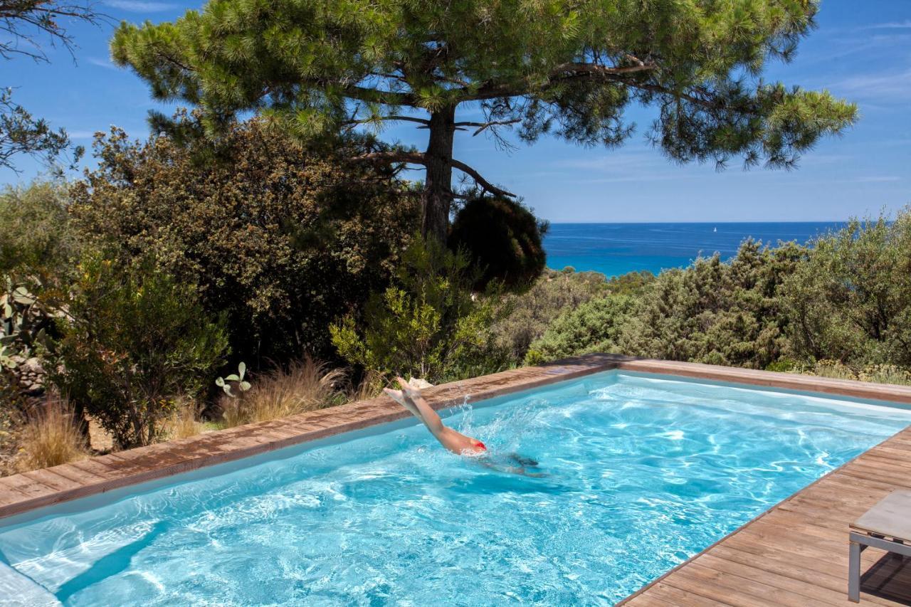 Villa Bodri, Maison En Pierre Avec Vue Mer Et Piscine Chauffee LʼÎle-Rousse エクステリア 写真
